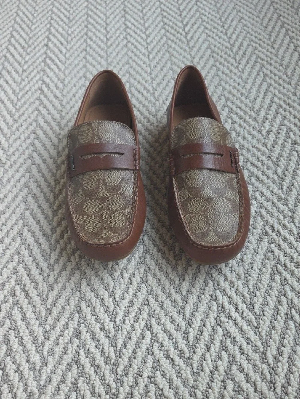 Coach Liam Driver Signature Jacquard Canvas Penny Loafers